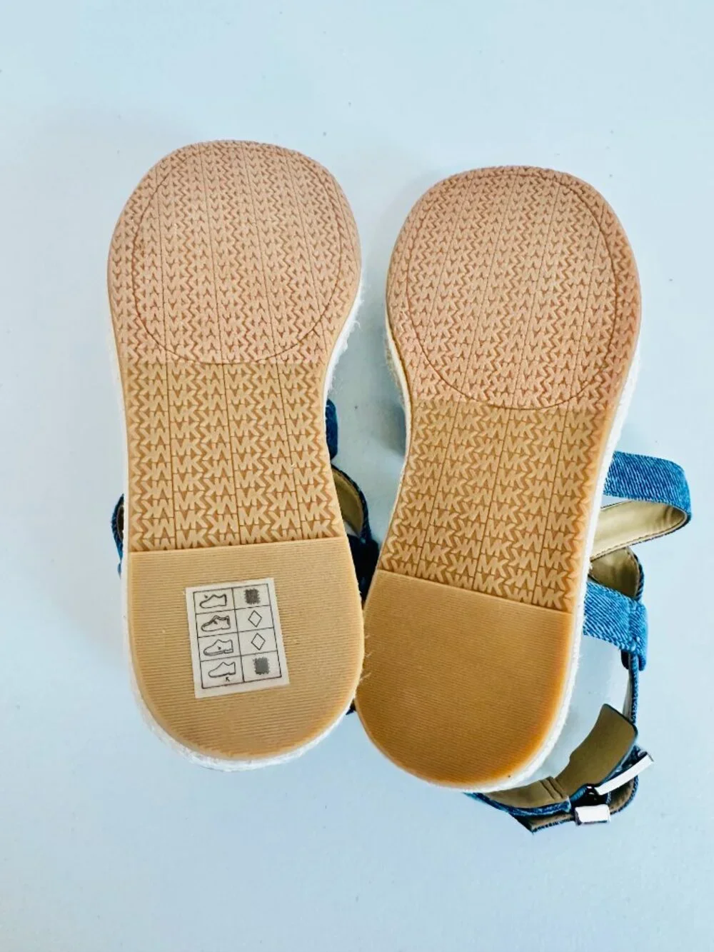 NEW MICHAEL KORS DENIM STRAPPY PLATFORM SANDALS 7.5M